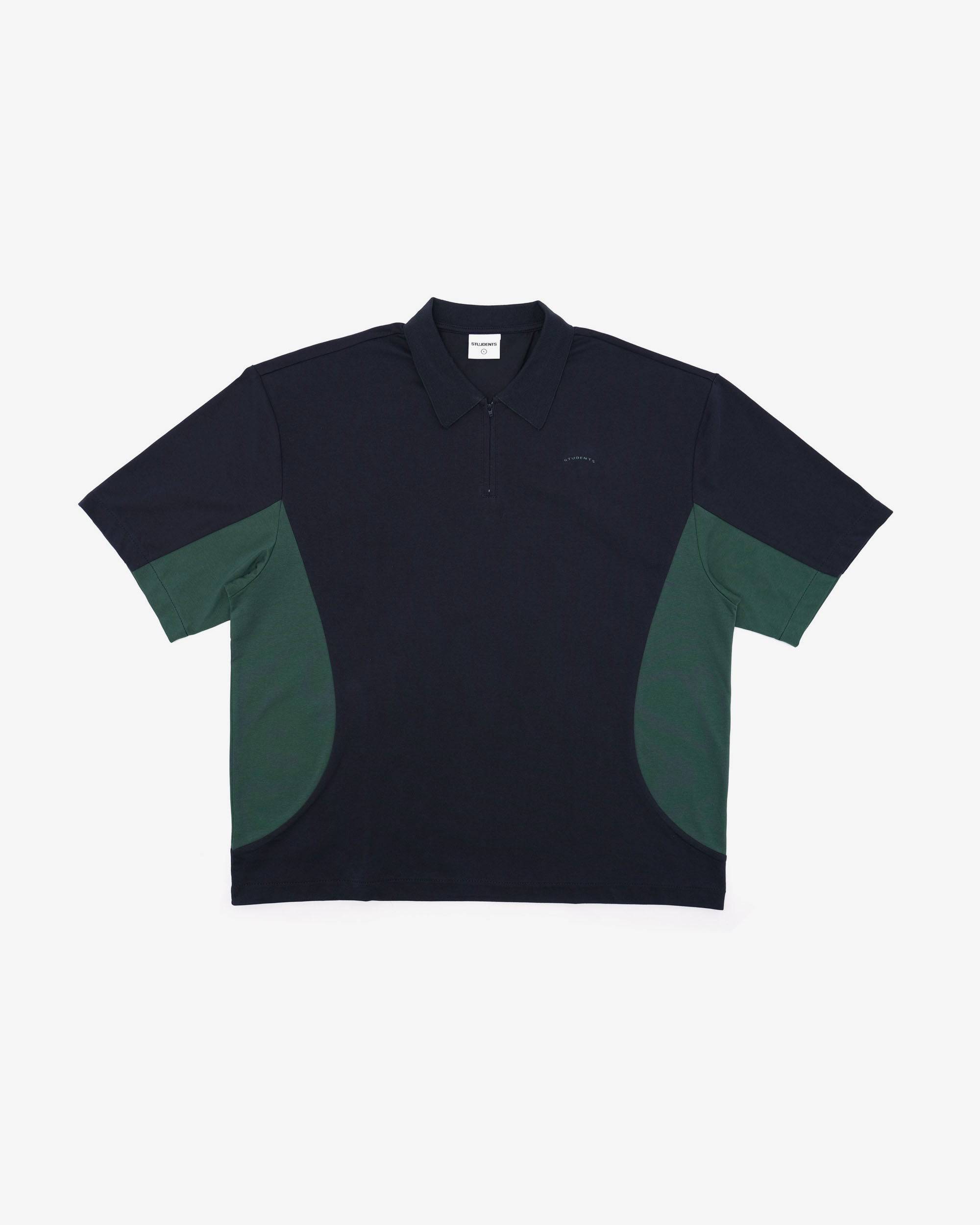 Assistant Jersey Zip Polo Shirt in navy - front view