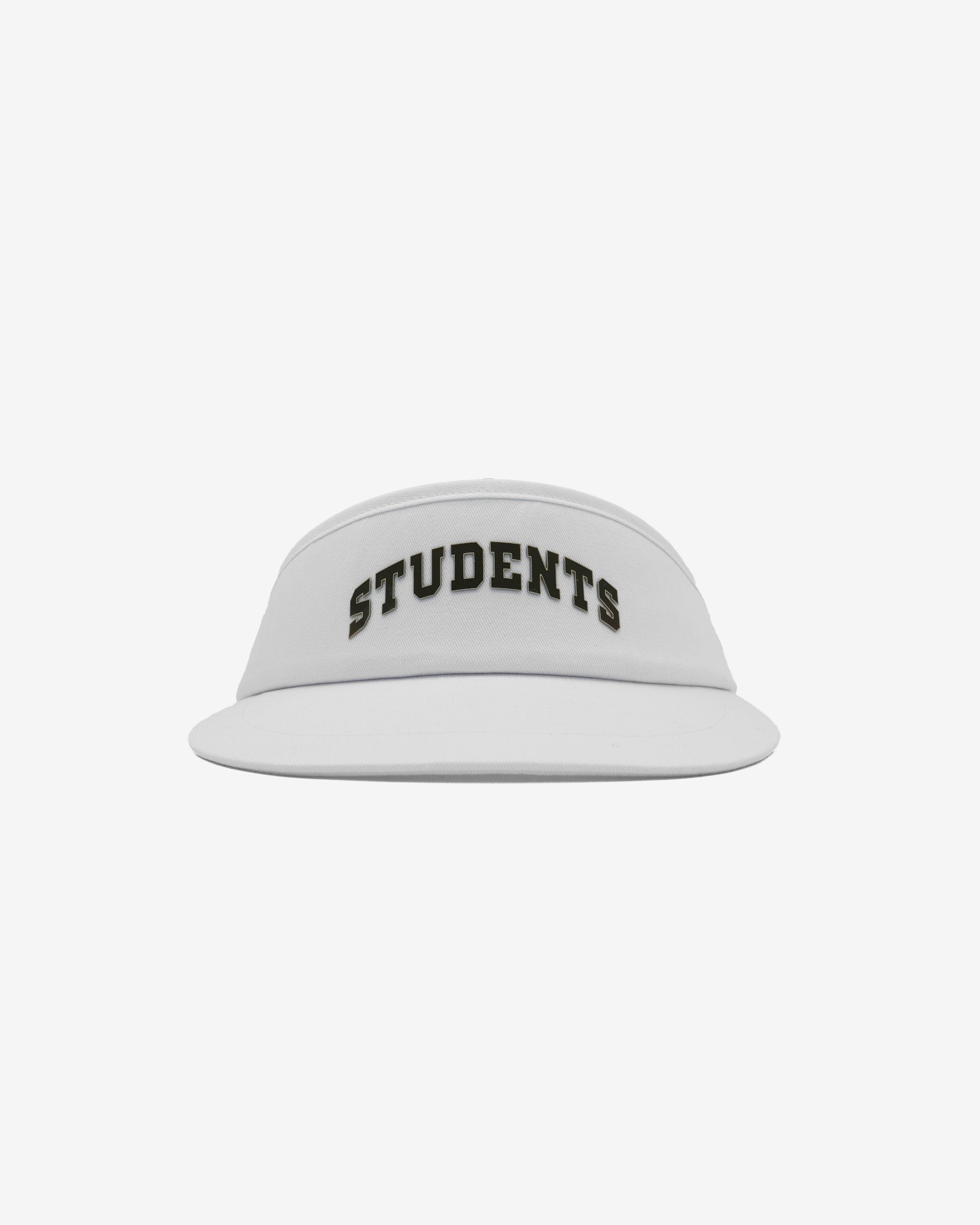 White bucket hat with 'STUDENTS' text on a white background