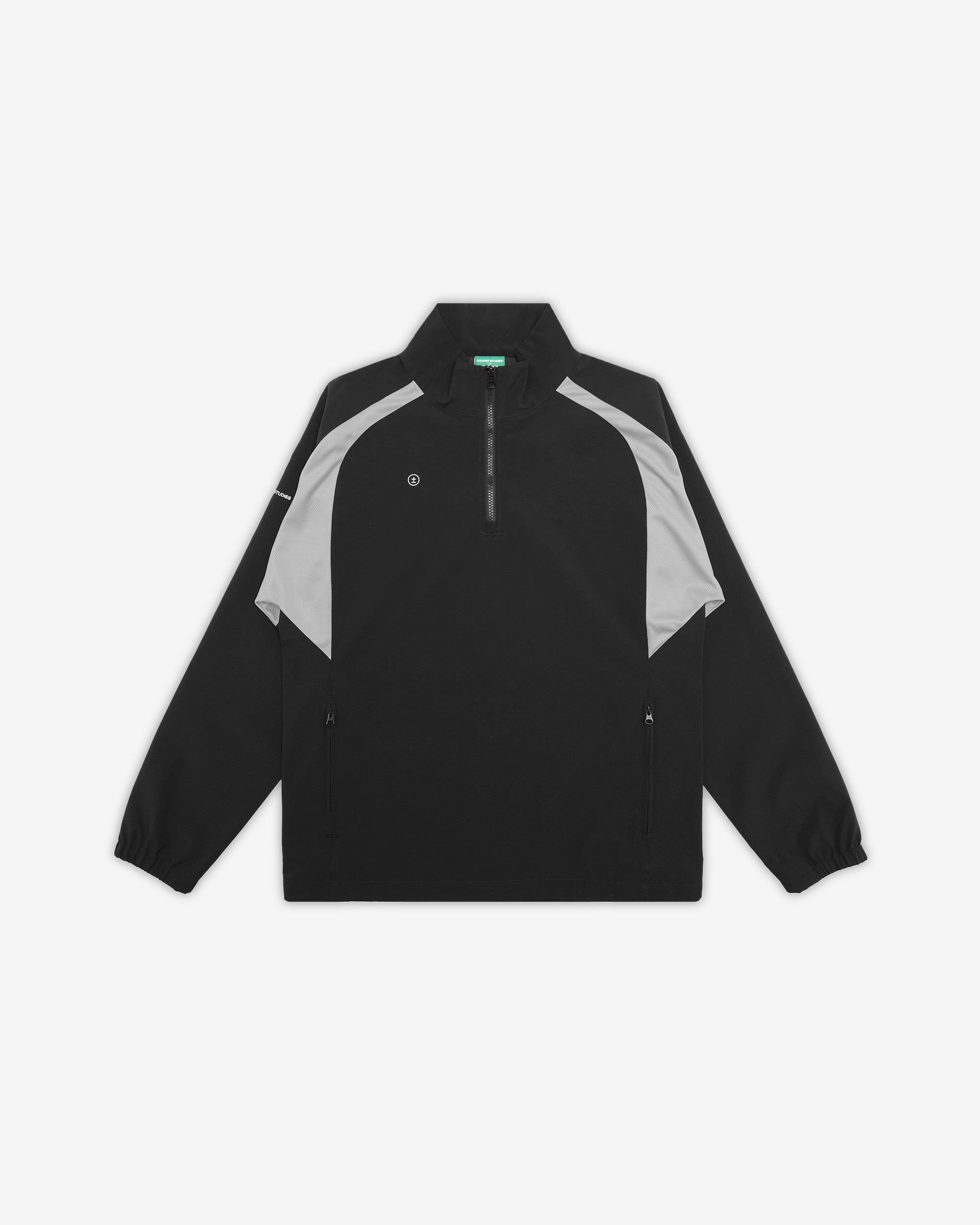 black quarter zip with white lining