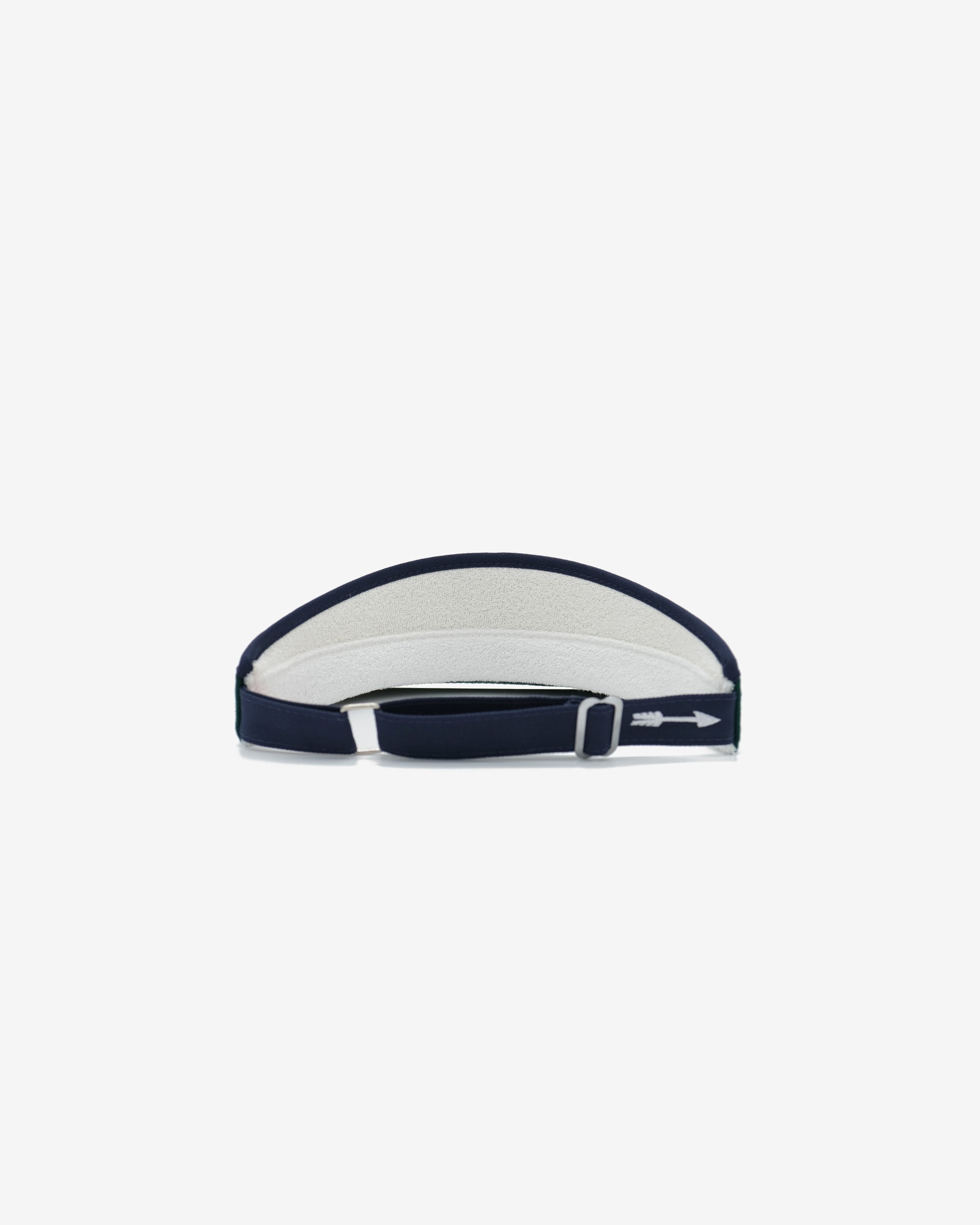 Navy visor with white interior on a white background