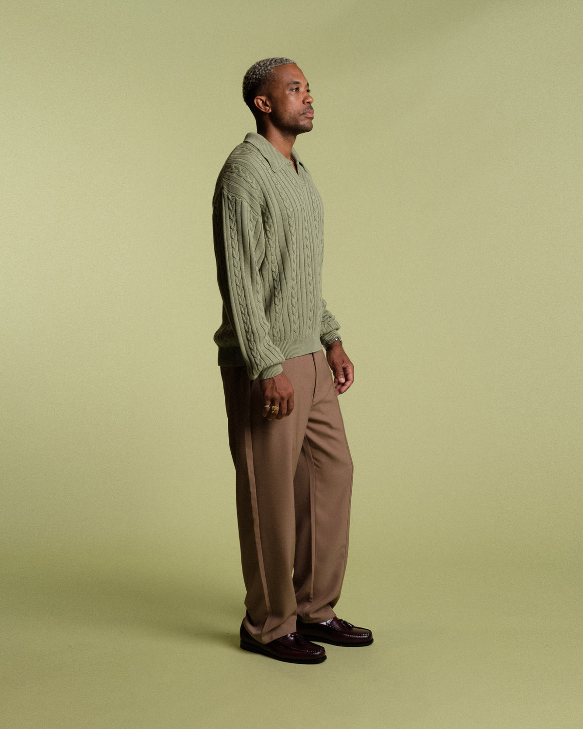 Riverview Knit LS Polo Sweater