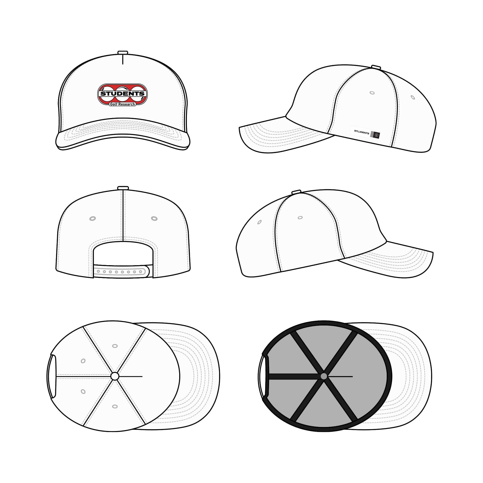 Students Golf Research 5 Panel Unstructured Rhino Twill Hat - Students Golf