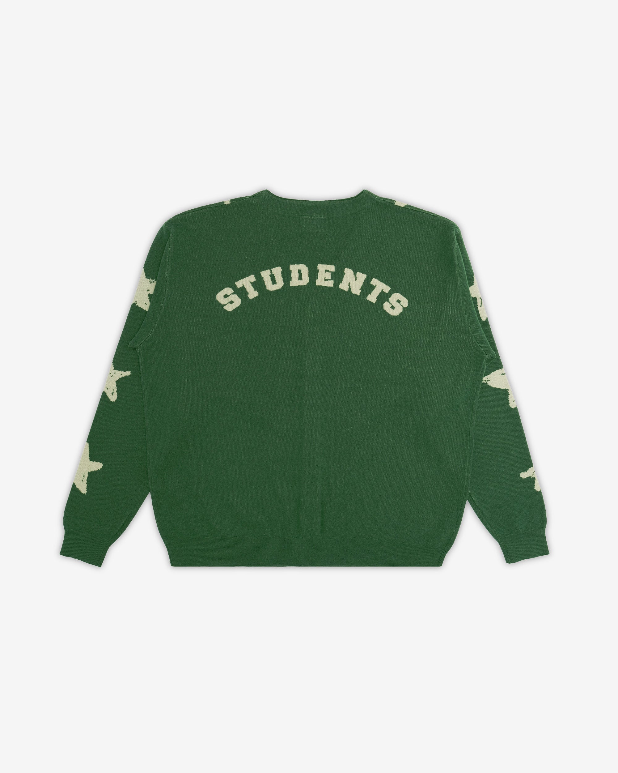Green jacket with 'STUDENTS' text on the back against a white background