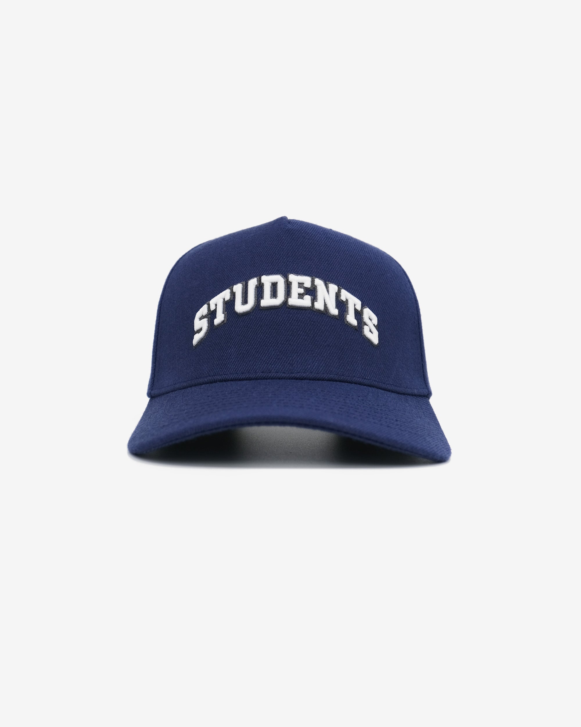 Navy blue cap with 'STUDENTS' text on a white background