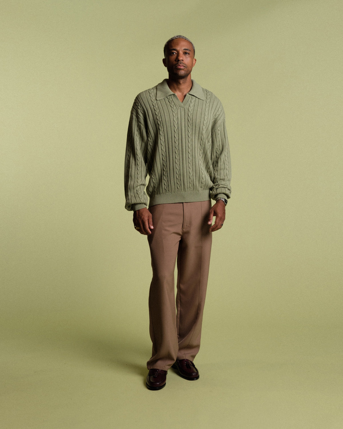 Riverview Knit LS Polo Sweater